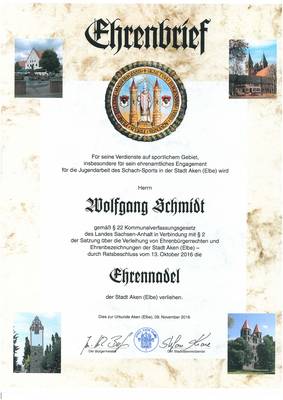 Ehrenbrief Wolfgang Schmidt