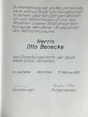 Ehrenbürgerrecht Otto Benecke