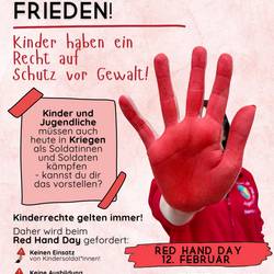 Red Hand Day am 12. Februar: Plakataktion des Jugendrotkreuzes Aken